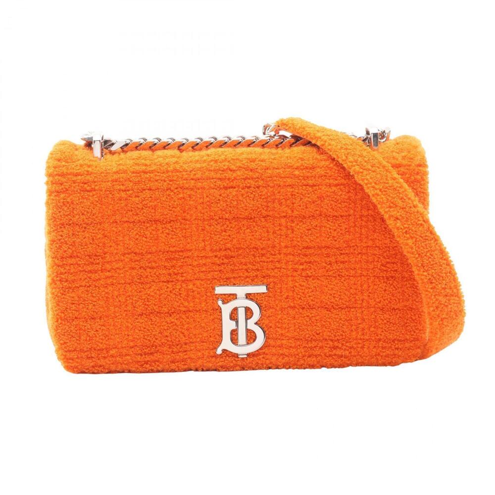 Burberry Lola Bag Small Shoulder Handbag Terry Cloth Women's Orange